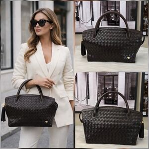 BALLY HandBag Leather Brown Gold Authentic